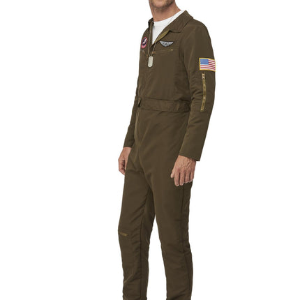 Top Gun Jumpsuit, Green, Men's, Pilot Maverick