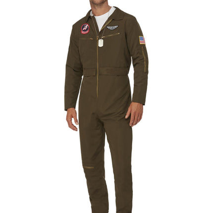 Top Gun Jumpsuit, Green, Men's, Pilot Maverick