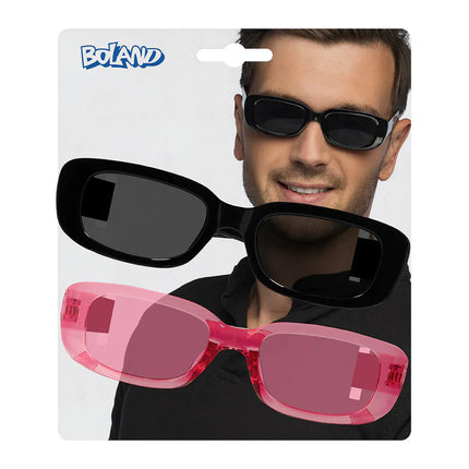 Set of 2 Techno Party Glasses (Black and Pink)