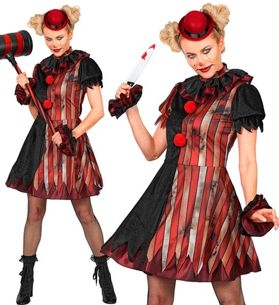 Wicked Clown Dress, Red and Black, Women's