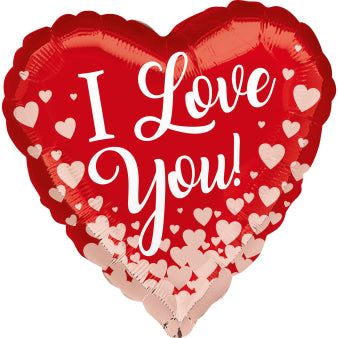 "I Love You" Helium Balloon, Red and White, Unfilled, 43 cm