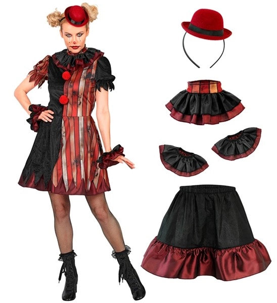 Wicked Clown Dress, Red and Black, Women's