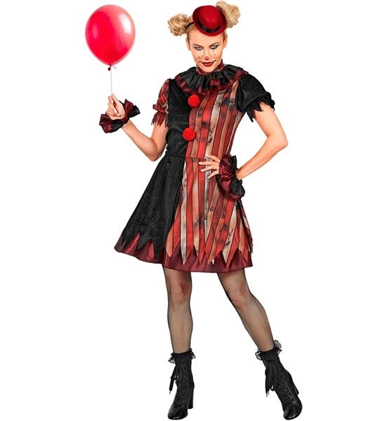 Wicked Clown Dress, Red and Black, Women's