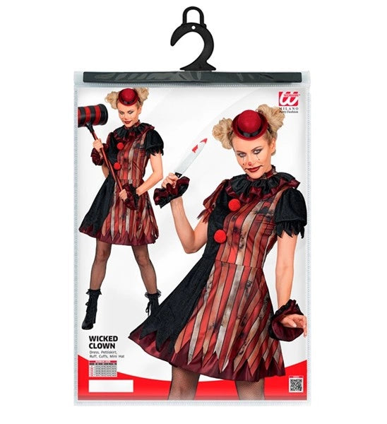 Wicked Clown Dress, Red and Black, Women's