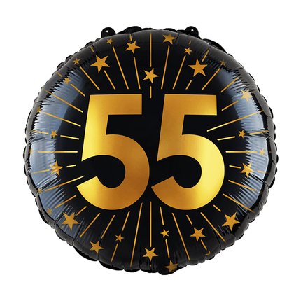 55 Jaar Helium Ballon Zwart Goud Leeg 45cm van WeFiesta koop je bij Partywinkel
