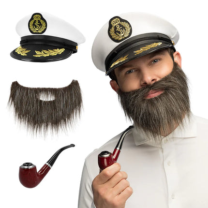 Sea Captain Set (cap, beard, and pipe)