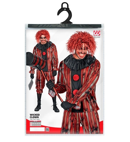 Red and Black Wicked Clown Costume for Men