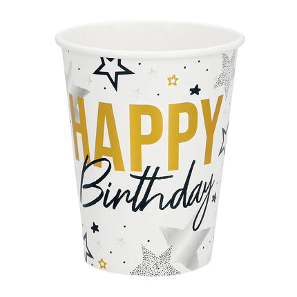 Set of 8 "Happy Birthday" paper cups (25 cl)