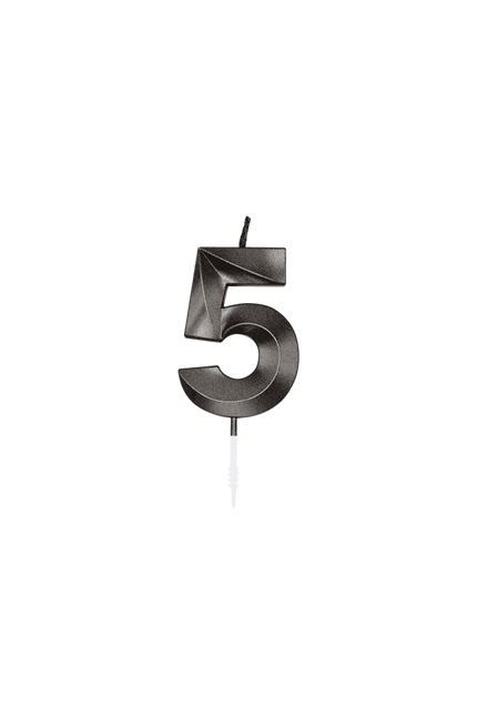 5Jaar Kaars Zwart Metallic 6cm van WeFiesta koop je bij Partywinkel
