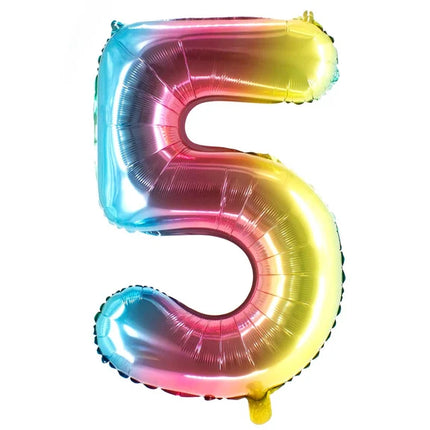 5-Year-Old Number Balloon, Rainbow, Empty, 1 m