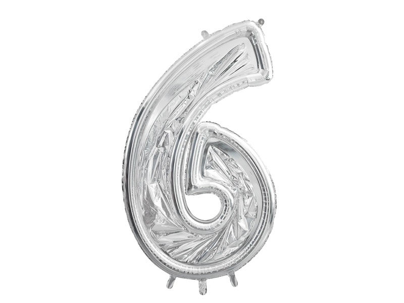 6 Jaar Ballon Frame Zilver 1,26m van Partydeco koop je bij Partywinkel