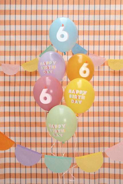 6 Jaar Ballonnen 30cm 6st van Partydeco koop je bij Partywinkel