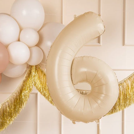 6 Jaar Cijfer Ballon Beige Leeg 72cm van Partydeco koop je bij Partywinkel