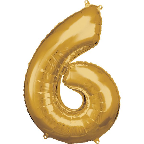 6 Jaar Cijfer Ballon Goud Glanzend Leeg 88cm van Riethmueller koop je bij Partywinkel