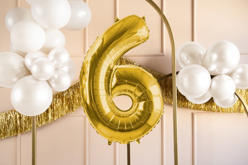 6 Jaar Cijfer Ballon Goud Leeg 72cm van Partydeco koop je bij Partywinkel