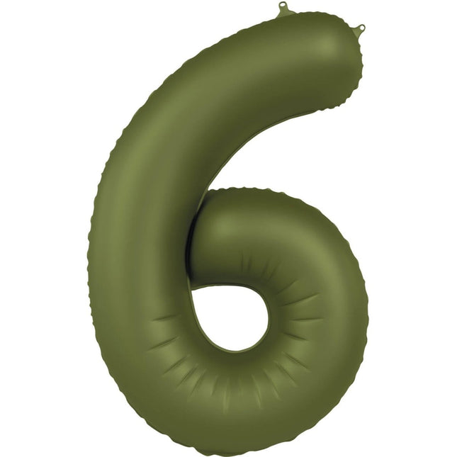 6 Jaar Cijfer Ballon Groen Mat 86cm van Folat koop je bij Partywinkel