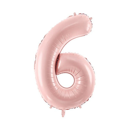 6 Jaar Cijfer Ballon Lichtroze Leeg 72cm van Partydeco koop je bij Partywinkel