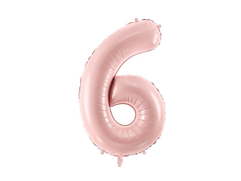6 Jaar Cijfer Ballon Lichtroze Leeg 72cm van Partydeco koop je bij Partywinkel