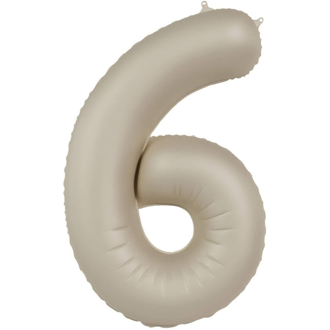 6 Jaar Cijfer Ballon Nude Mat 86cm van Folat koop je bij Partywinkel
