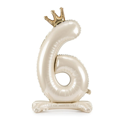 6 Jaar Cijfer Ballon Parelmoer Leeg 84cm van Partydeco koop je bij Partywinkel