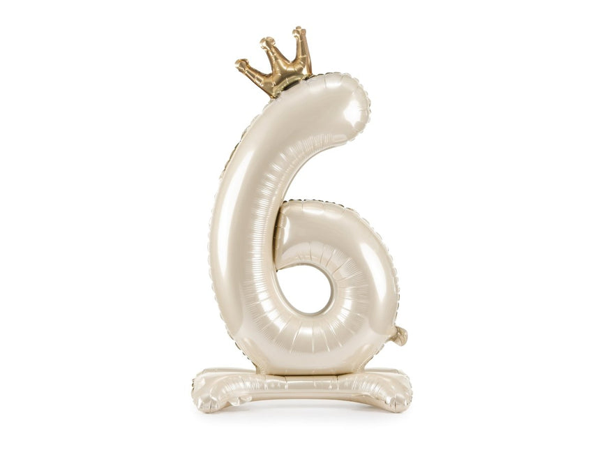 6 Jaar Cijfer Ballon Parelmoer Leeg 84cm van Partydeco koop je bij Partywinkel