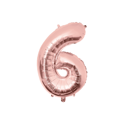 6 Jaar Cijfer Ballon Rose Goud Leeg 86cm van Paper Dreams koop je bij Partywinkel