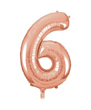 6 Jaar Cijfer Ballon Rose Goud Leeg 86cm van Unique koop je bij Partywinkel