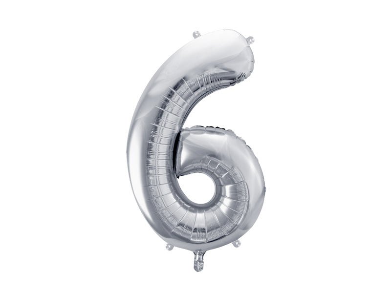 6 Jaar Cijfer Ballon Zilver Leeg 72cm van Partydeco koop je bij Partywinkel