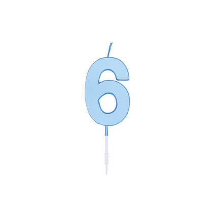 6 Jaar Kaars Blauw Pastel 4,5cm van WeFiesta koop je bij Partywinkel