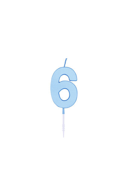 6 Jaar Kaars Blauw Pastel 4,5cm van WeFiesta koop je bij Partywinkel