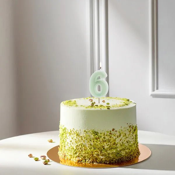 6 Jaar Kaars Mintgroen 10cm van Partydeco koop je bij Partywinkel