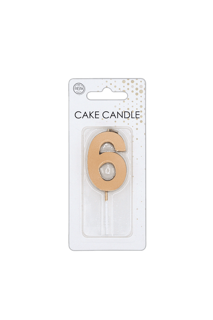 6 Jaar Kaars Rose Goud Metallic 4,5cm van WeFiesta koop je bij Partywinkel