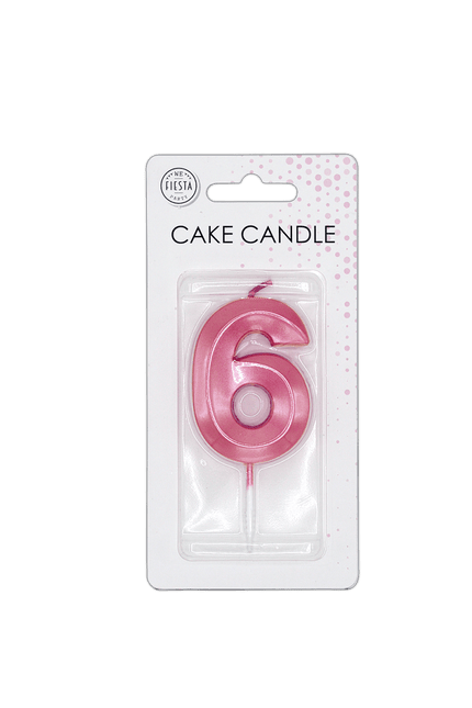 6 Jaar Kaars Roze Metallic 6cm van WeFiesta koop je bij Partywinkel