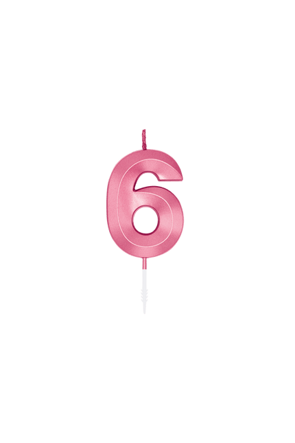 6 Jaar Kaars Roze Metallic 6cm van WeFiesta koop je bij Partywinkel