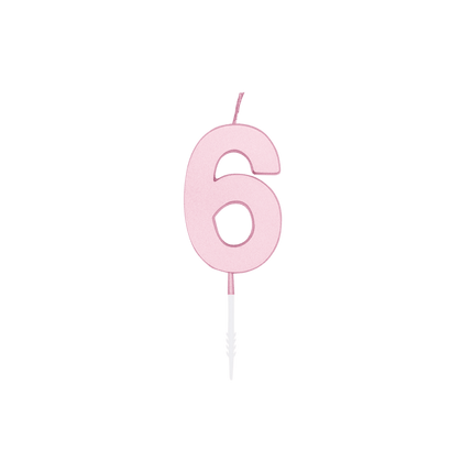 6 Jaar Kaars Roze Pastel 4,5cm van WeFiesta koop je bij Partywinkel