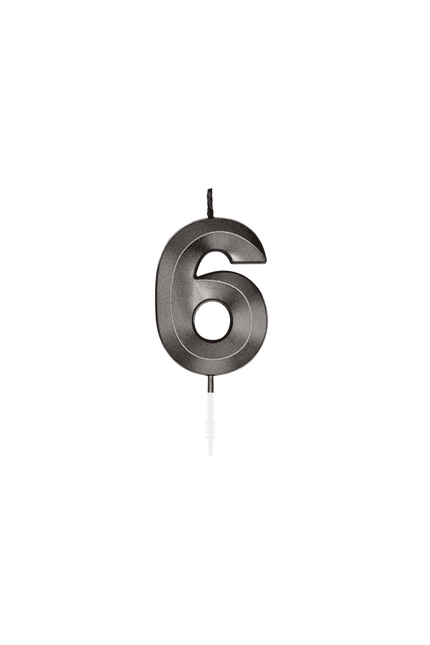 6 Jaar Kaars Zwart Metallic 6cm van WeFiesta koop je bij Partywinkel