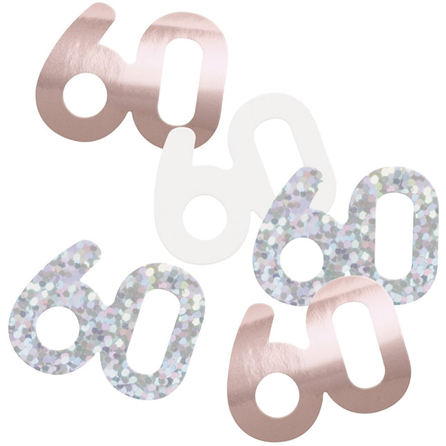 60 Jaar Confetti Zak Rose Goud 14gr van Unique koop je bij Partywinkel