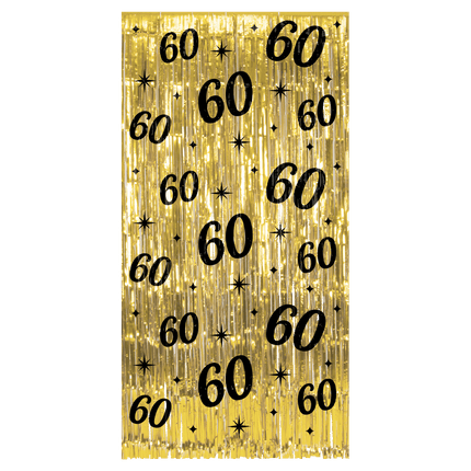 60 Jaar Deurgordijn Goud Zwart van Paper Dreams koop je bij Partywinkel