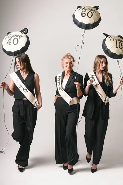 60 Jaar Helium Ballon Zwart Wit 53cm van Partydeco koop je bij Partywinkel