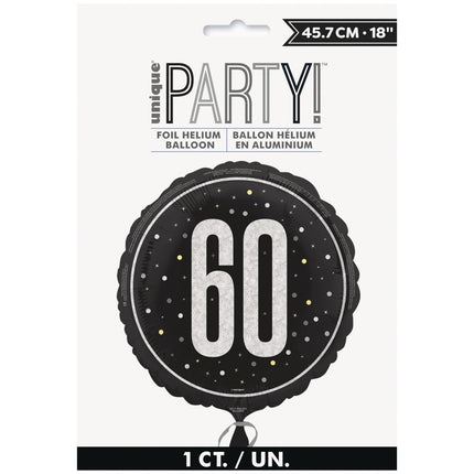 60 Jaar Helium Ballon Zwart Wit Leeg 45cm van Unique koop je bij Partywinkel