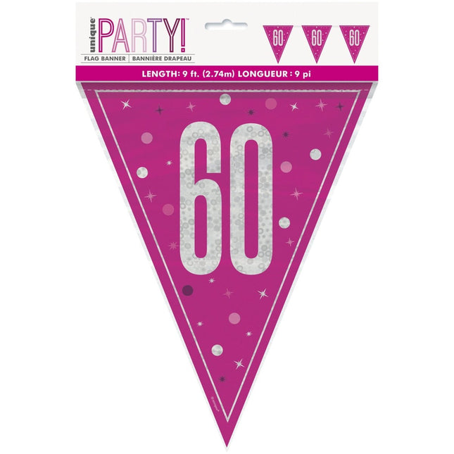 60 Jaar Slinger Roze 2,5m van Unique koop je bij Partywinkel