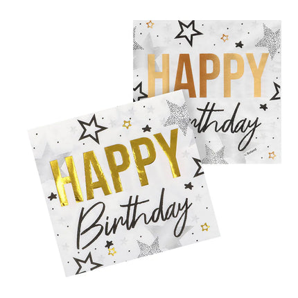Set of 20 "Happy Birthday" paper napkins (33 x 33 cm)