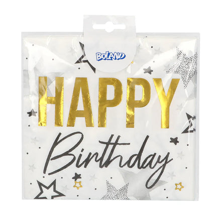 Set of 20 "Happy Birthday" paper napkins (33 x 33 cm)