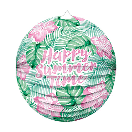 Green and Pink Lantern "Happy Summer Time" 25 cm