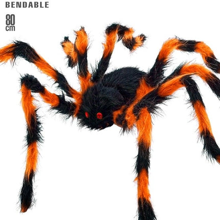 SPIDER WITH FLEXIBLE, HAIRY LEGS, BLACK/ORANGE, 80 CM
