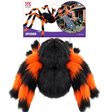 SPIDER WITH FLEXIBLE, HAIRY LEGS, BLACK/ORANGE, 80 CM