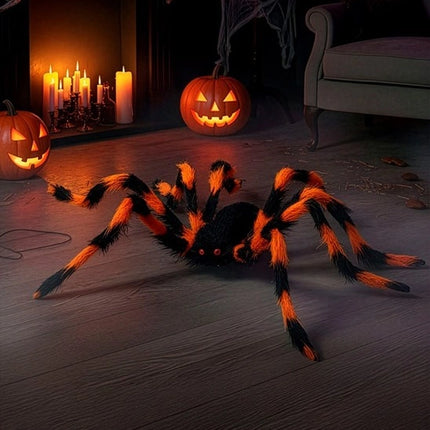 SPIDER WITH FLEXIBLE, HAIRY LEGS, BLACK/ORANGE, 80 CM