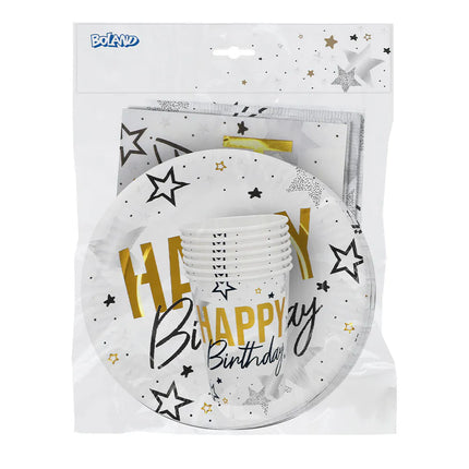"Happy Birthday" Tableware Set (6 plates, 6 cups, 12 napkins)