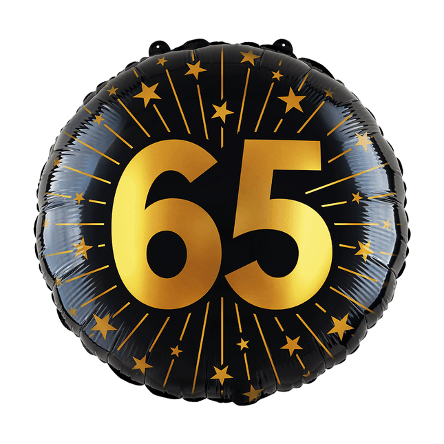 65 Jaar Helium Ballon Zwart Goud Leeg 45cm van WeFiesta koop je bij Partywinkel