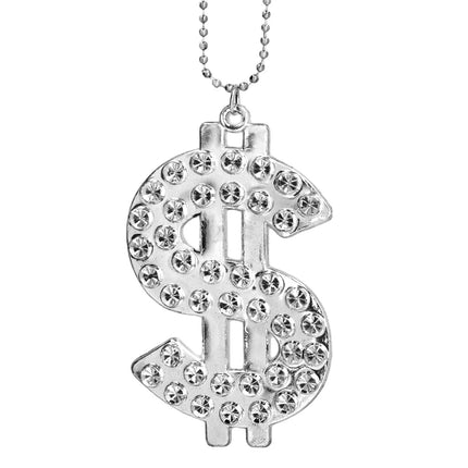 Bling Dollar Silver Necklace